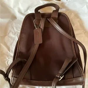 Coach preowned brown neoprene with leather trim adjustable straps G8V-6215 Coach Vintage Preowned Neoprene Leather Backpack With  main image 4